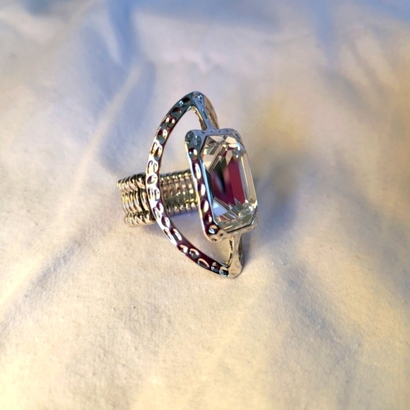 Fifth Avenue Collection " Don't Be Shy" Cocktail Ring Silver and Clear Crystal - Picture 2 of 10